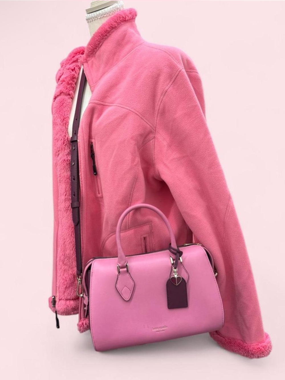 kate spade Hot Pink Satchel Crossbody with Dark Red Tag